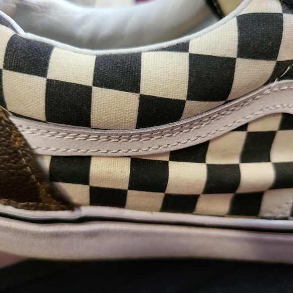 Vans Men's louis vuttion Old School Vans Handmade Cream And CheckerBoard Color - Picture 2 of 7